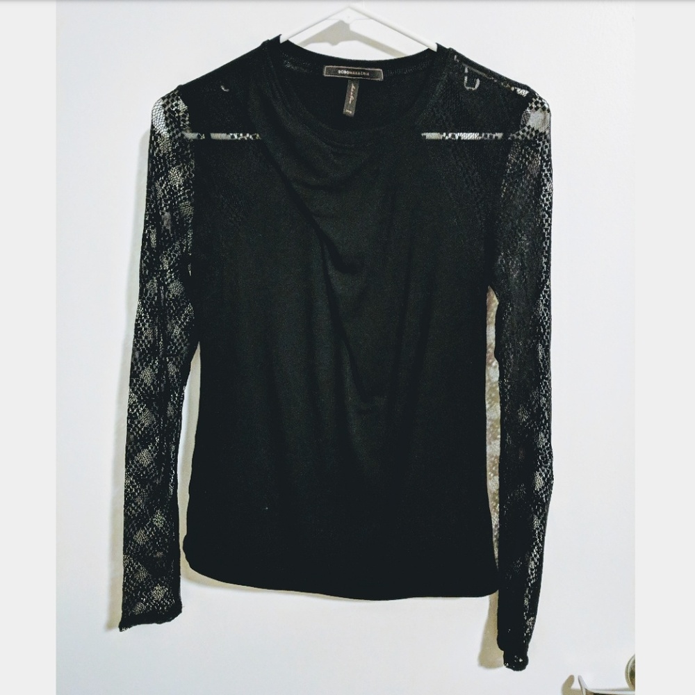 BCBGMaxAzria Norma Lace Sleeve Top